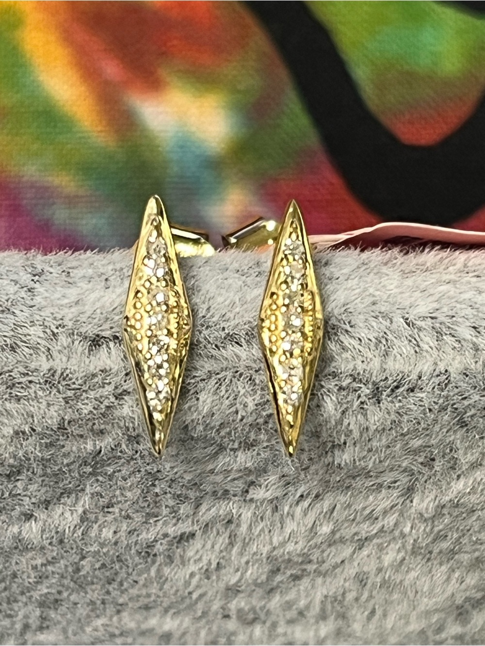 NWT 0.10 CTW Lab Grown Diamond Earrings Gold Over Sterling Silver